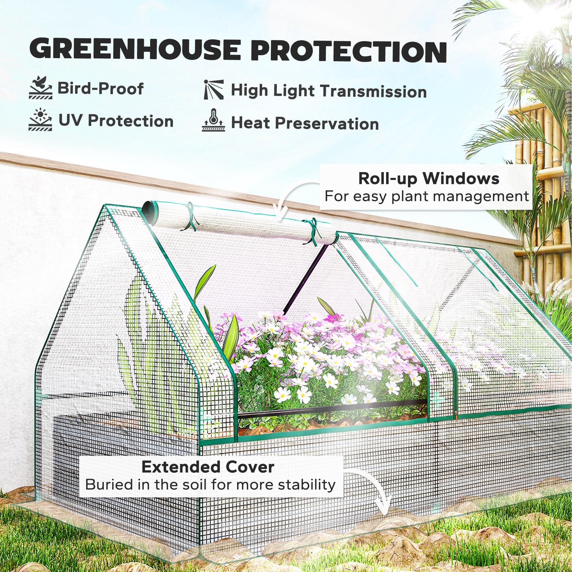 Polyethylene Outdoor Garden Planter Box 185cm Wide - Velmora
