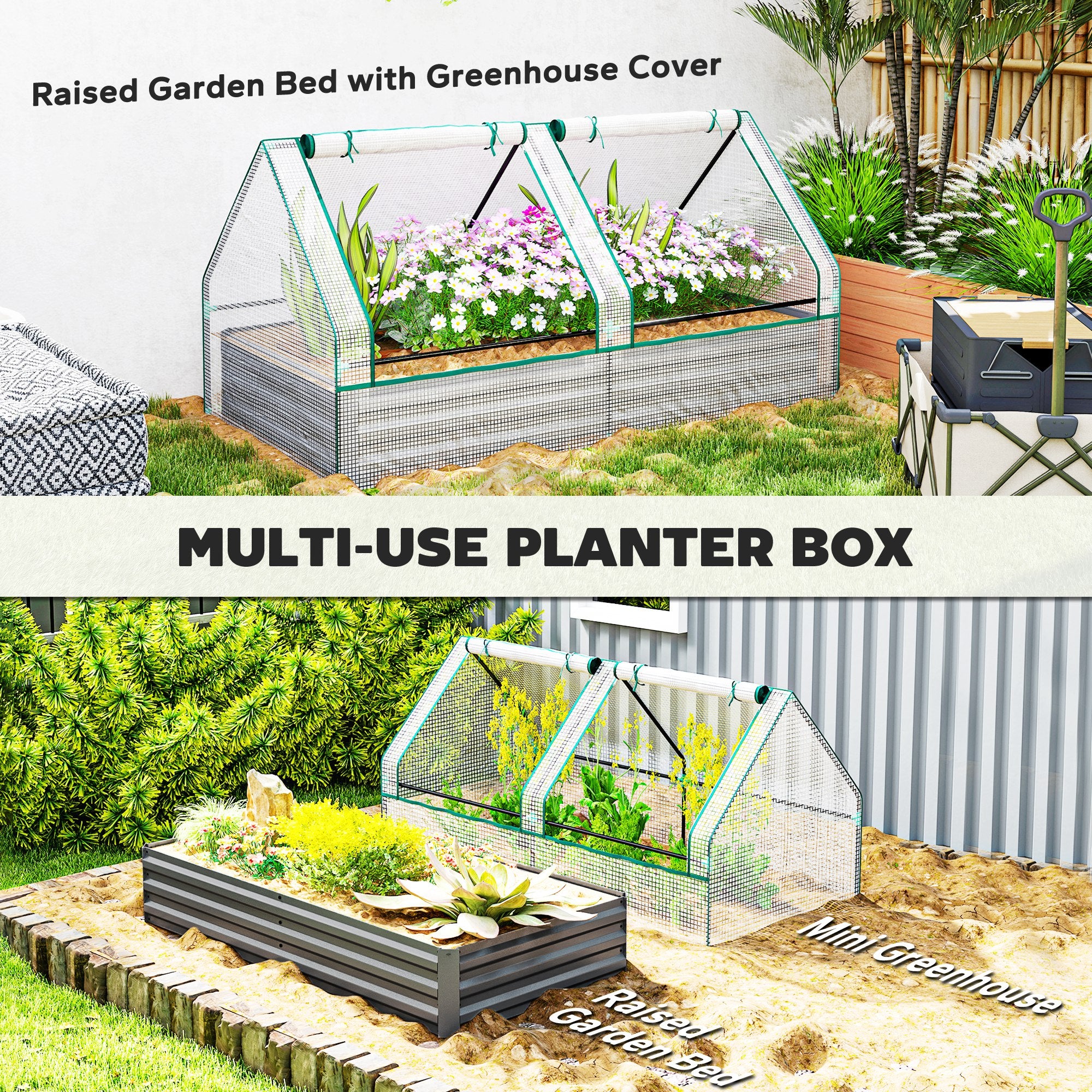 Polyethylene Outdoor Garden Planter Box 185cm Wide - Velmora