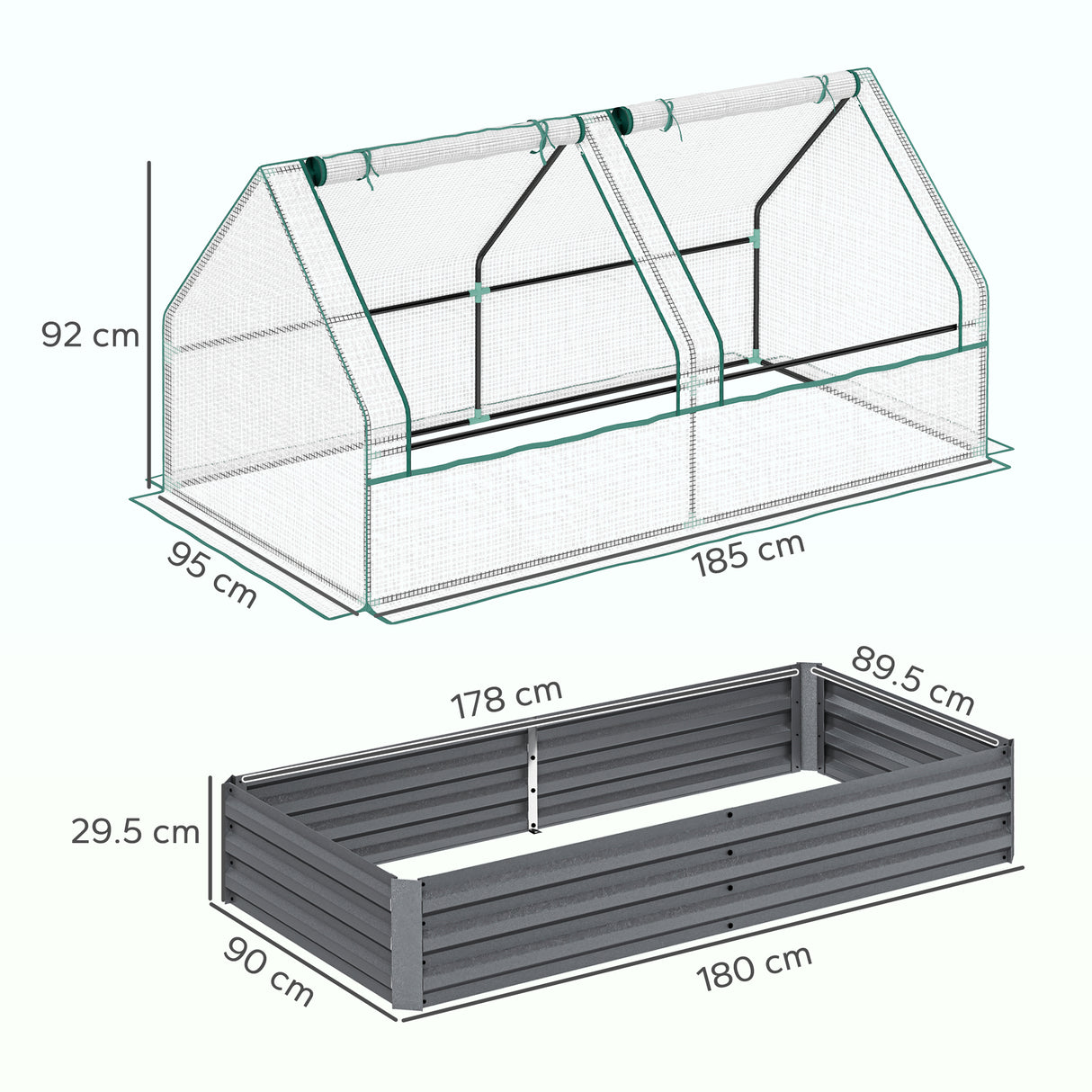 Polyethylene Outdoor Garden Planter Box 185cm Wide - Velmora