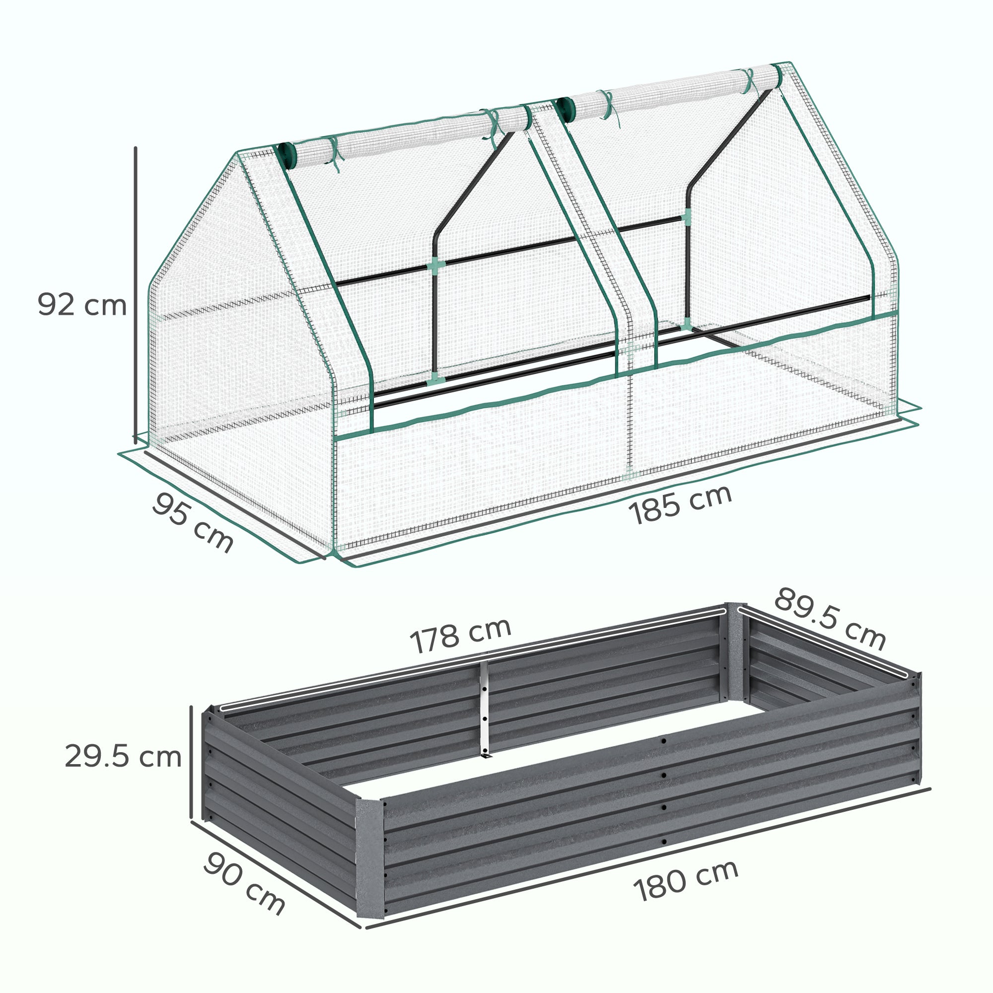 Polyethylene Outdoor Garden Planter Box 185cm Wide - Velmora