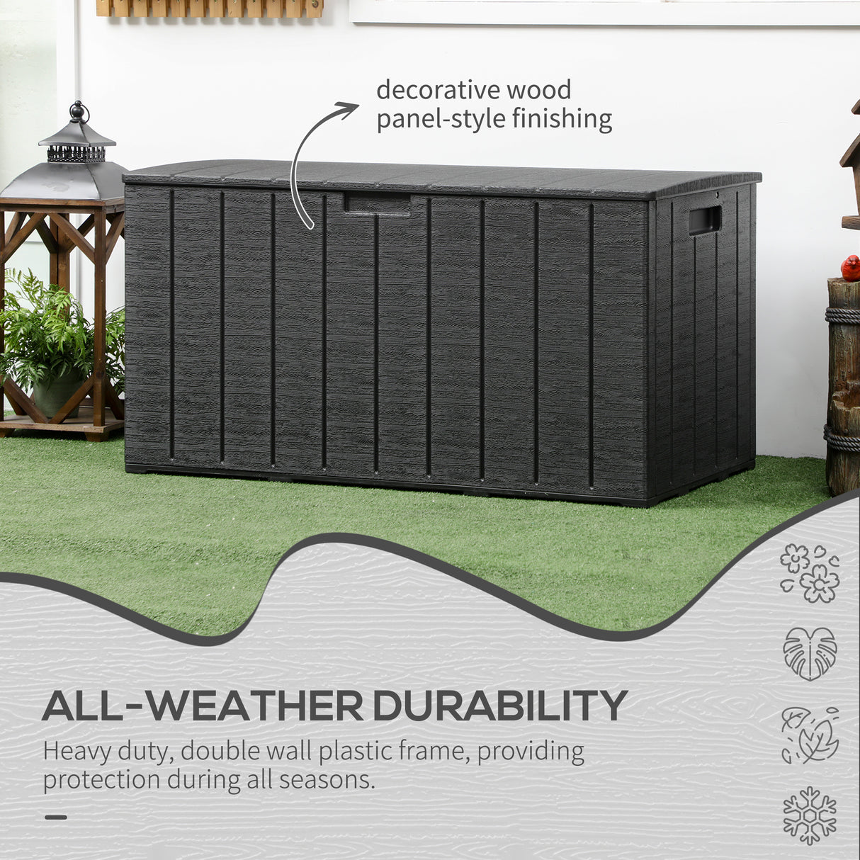 Polyethylene Outdoor Garden Storage Box 336Ltr - Velmora
