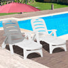 Polypropylene Folding Recliner Garden Sun Lounger on Wheels in Set of 2 - Velmora