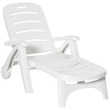 Polypropylene Folding Recliner Garden Sun Lounger on Wheels - Velmora
