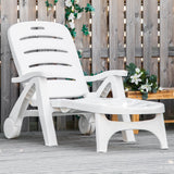 Polypropylene Folding Recliner Garden Sun Lounger on Wheels - Velmora