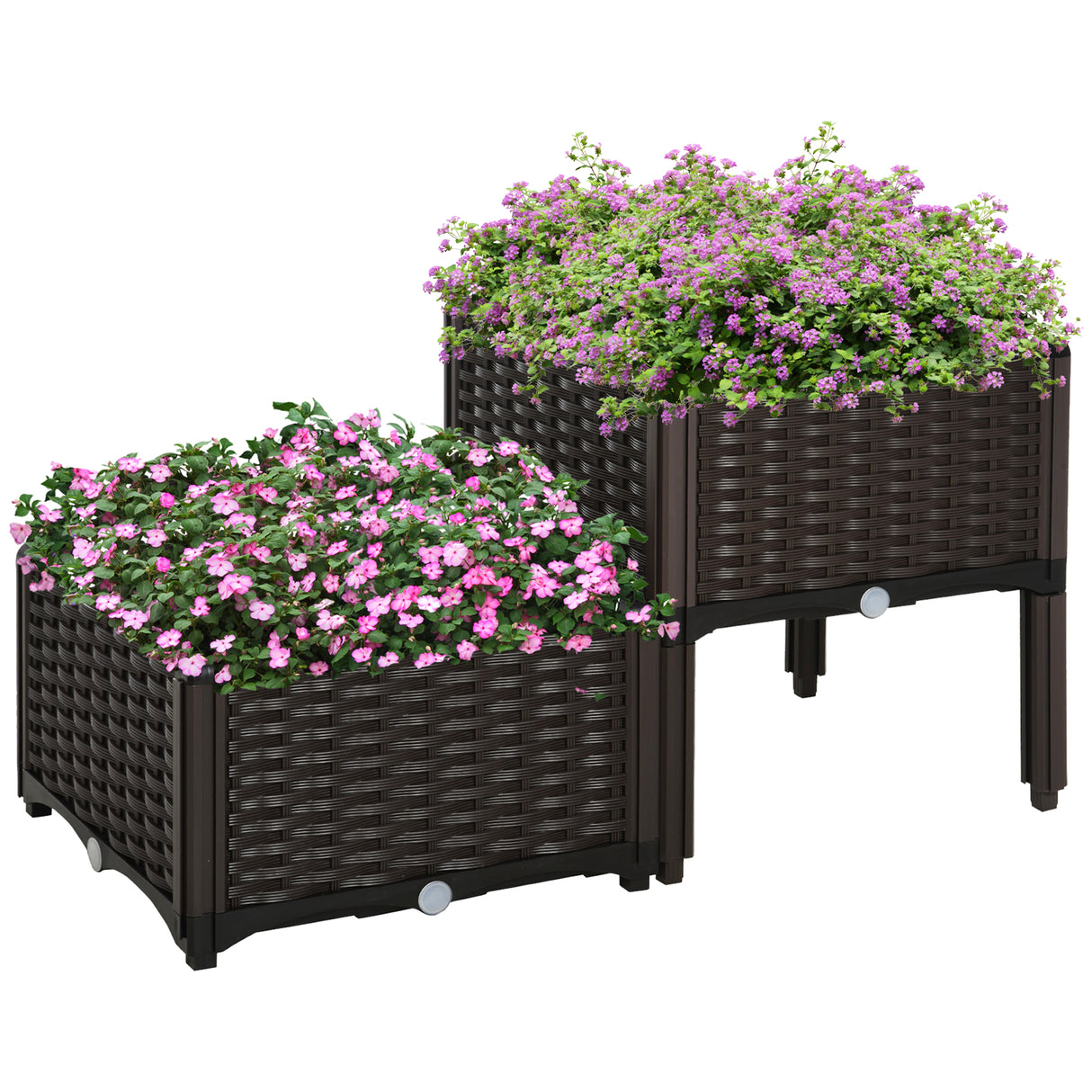 Polypropylene Outdoor Garden Planter Box 40cm Wide in Set Of 2 - Velmora