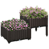 Polypropylene Outdoor Garden Planter Box 40cm Wide in Set Of 2 - Velmora