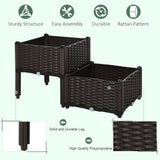 Polypropylene Outdoor Garden Planter Box 40cm Wide in Set Of 2 - Velmora