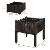 Polypropylene Outdoor Garden Planter Box 40cm Wide in Set Of 2 - Velmora