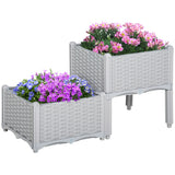 Polypropylene Outdoor Garden Planter Box 40cm Wide in Set Of 2 - Velmora