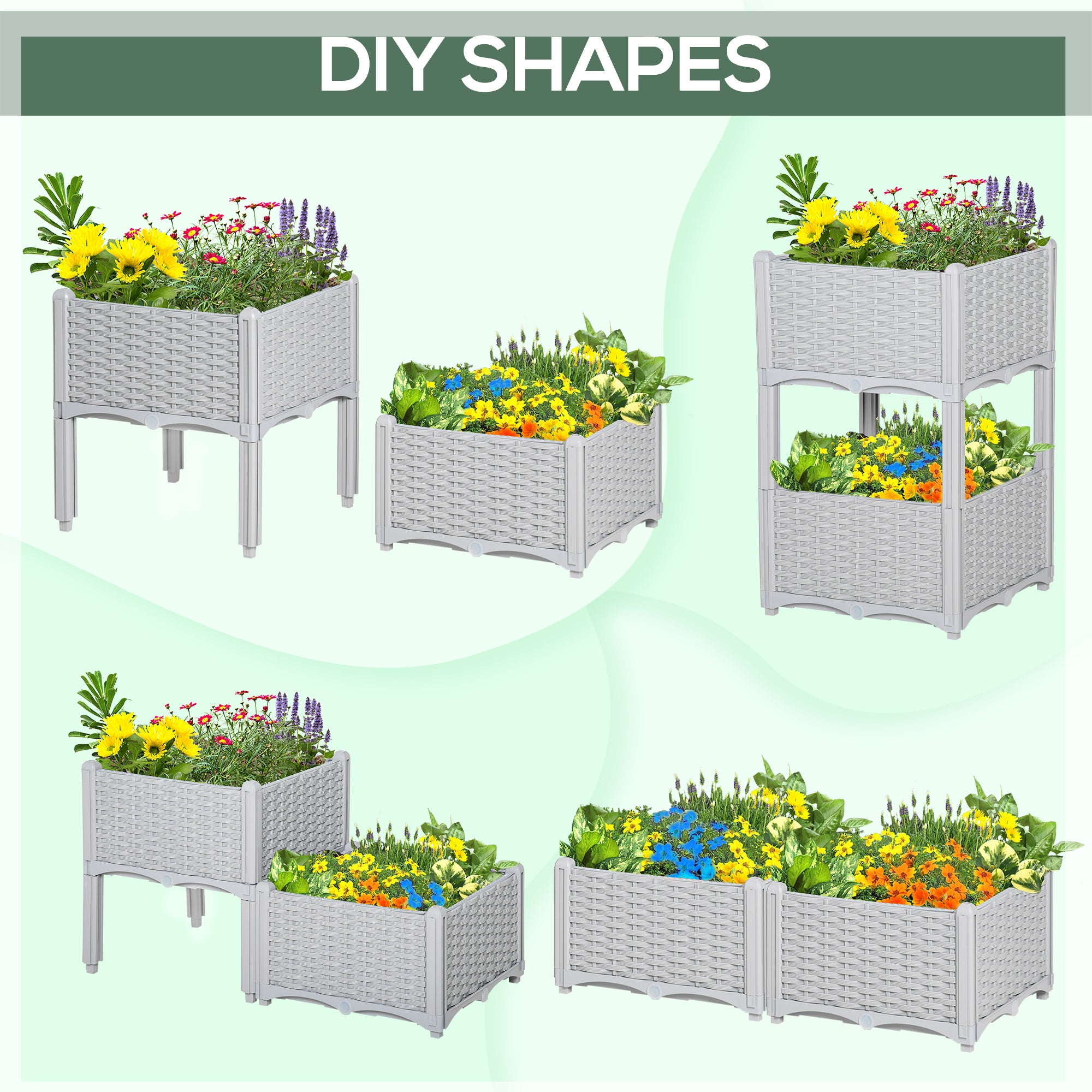 Polypropylene Outdoor Garden Planter Box 40cm Wide in Set Of 2 - Velmora