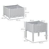 Polypropylene Outdoor Garden Planter Box 40cm Wide in Set Of 2 - Velmora