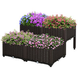 Polypropylene Outdoor Garden Planter Box 40cm Wide in Set Of 4 - Velmora