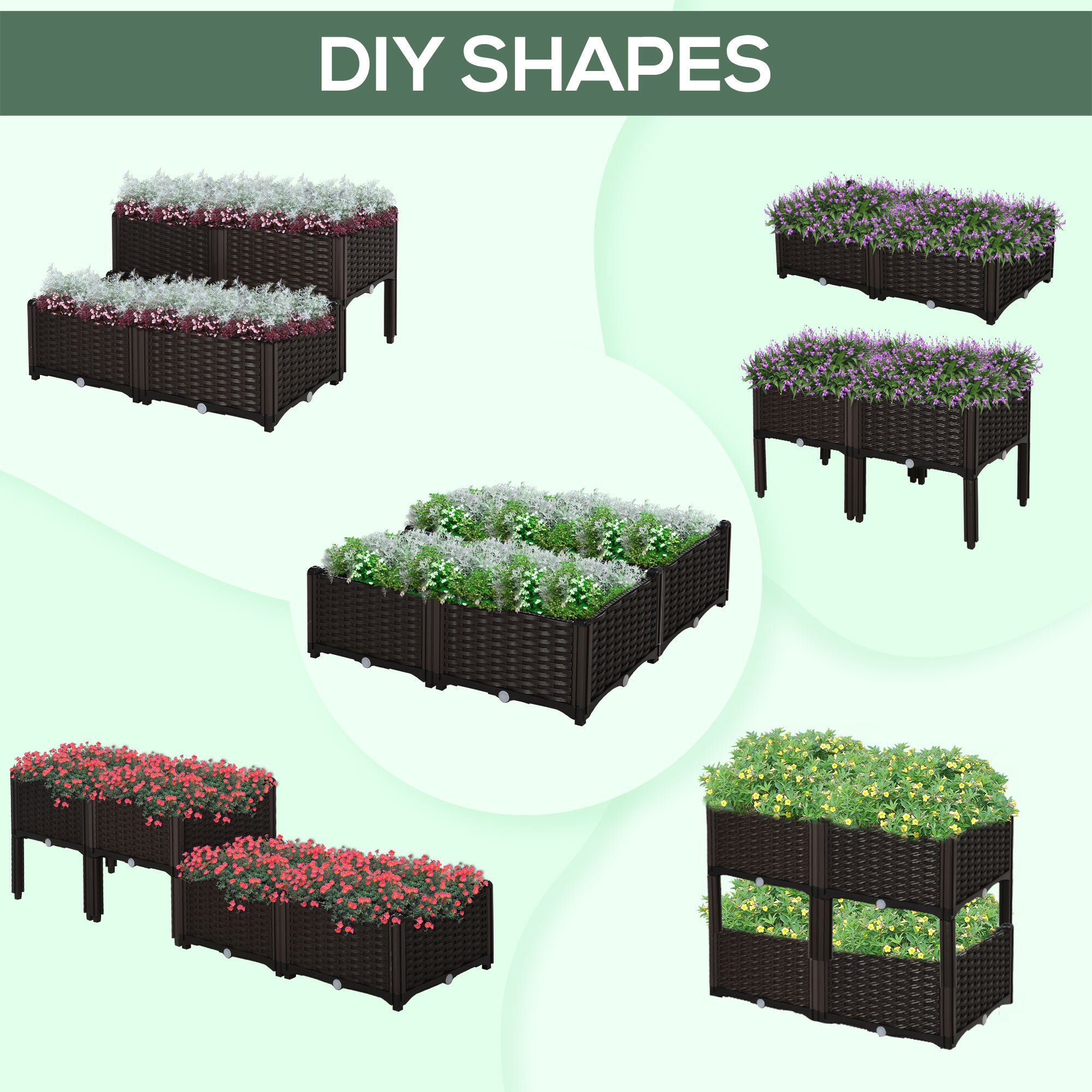 Polypropylene Outdoor Garden Planter Box 40cm Wide in Set Of 4 - Velmora
