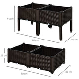 Polypropylene Outdoor Garden Planter Box 40cm Wide in Set Of 4 - Velmora