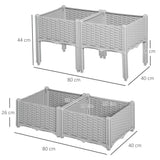 Polypropylene Outdoor Garden Planter Box 40cm Wide in Set Of 4 - Velmora