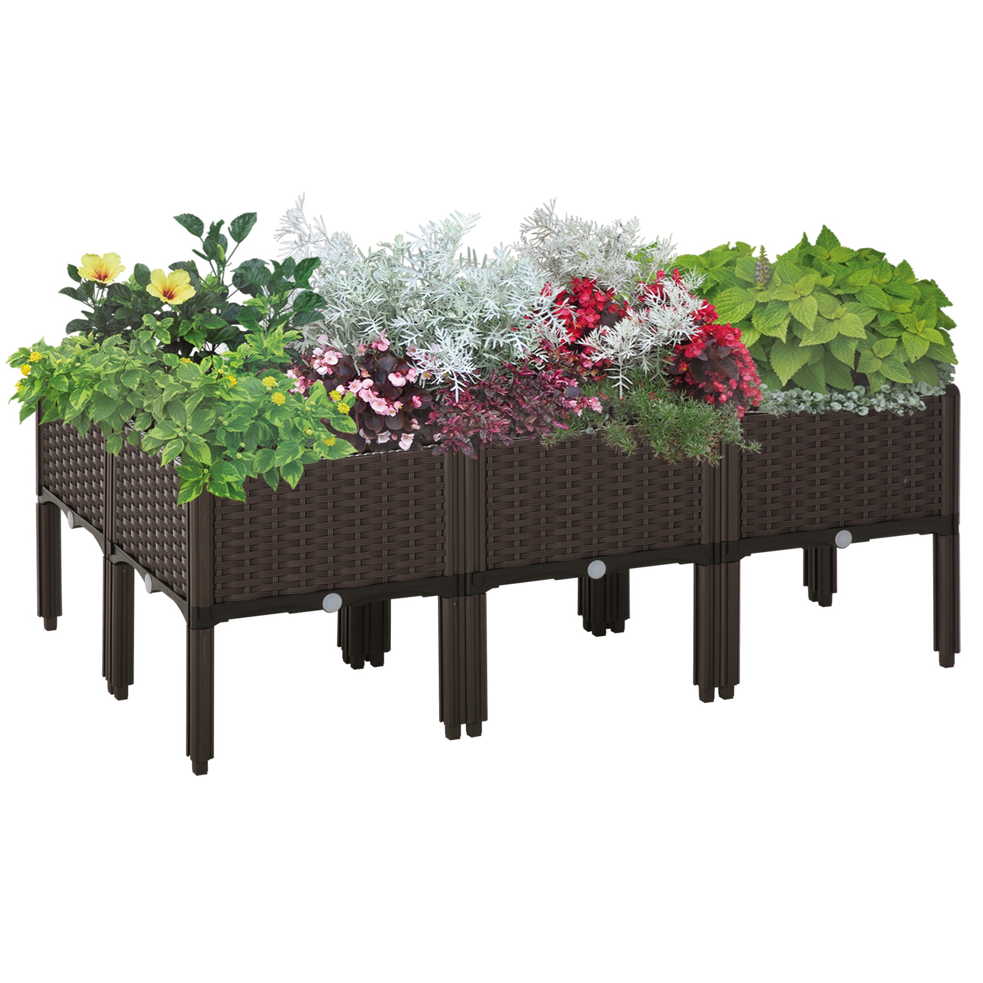 Polypropylene Outdoor Garden Planter Box 40cm Wide in Set Of 6 - Velmora