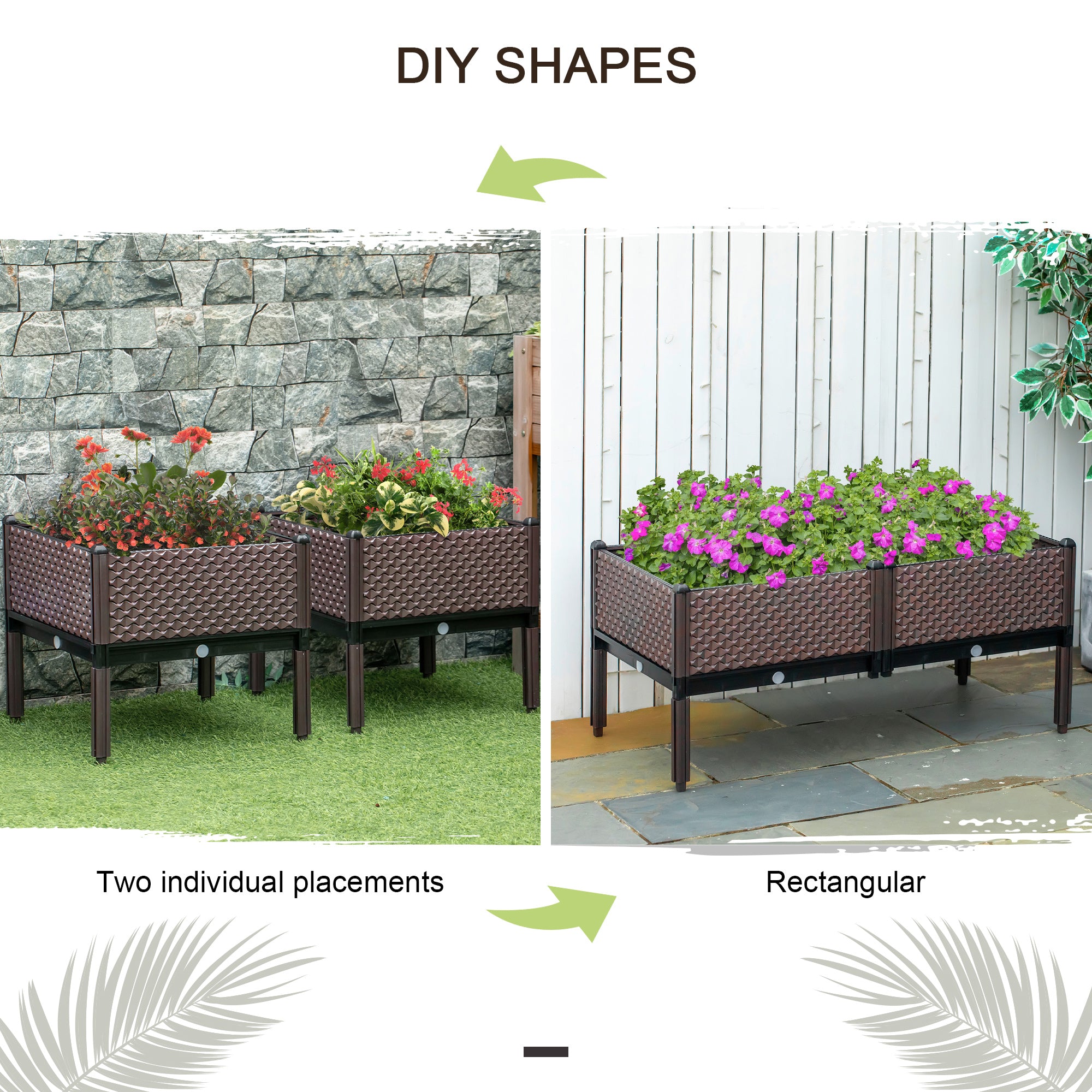 Polypropylene Outdoor Garden Planter Box 50cm Wide in Set Of 2 - Velmora