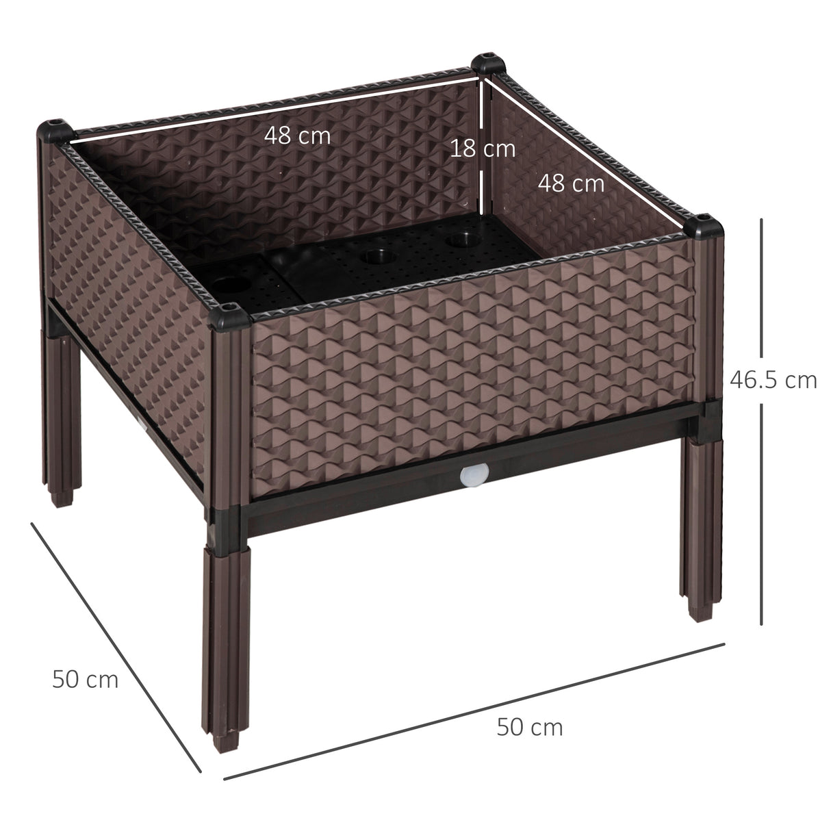 Polypropylene Outdoor Garden Planter Box 50cm Wide in Set Of 2 - Velmora