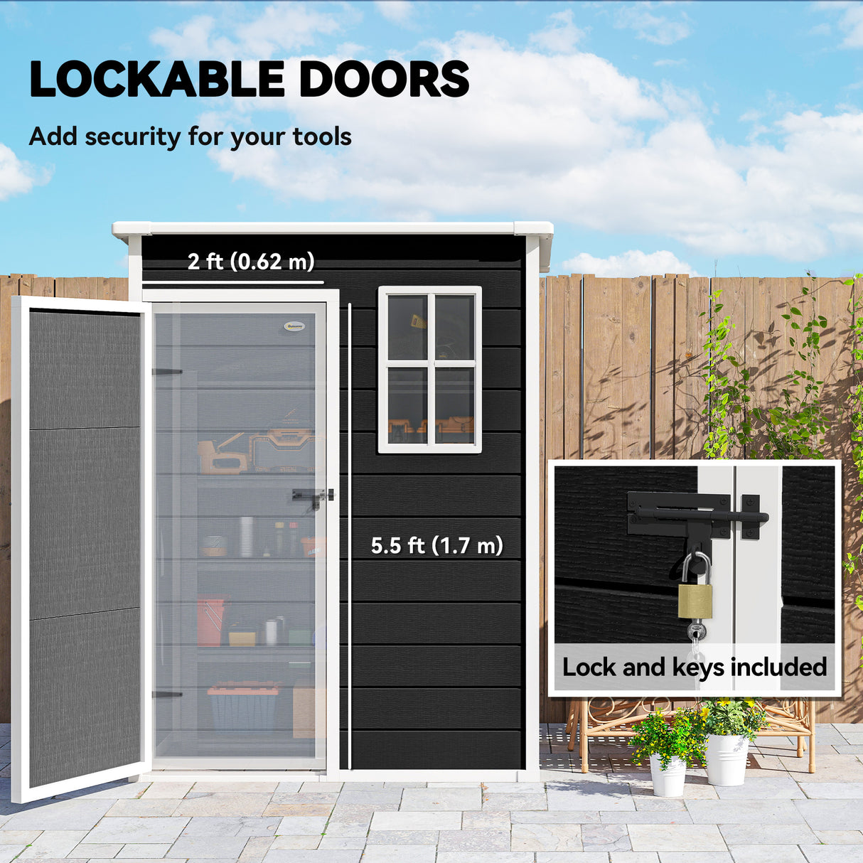 Polypropylene Outdoor Garden Shed 5ft x 3ft - Velmora