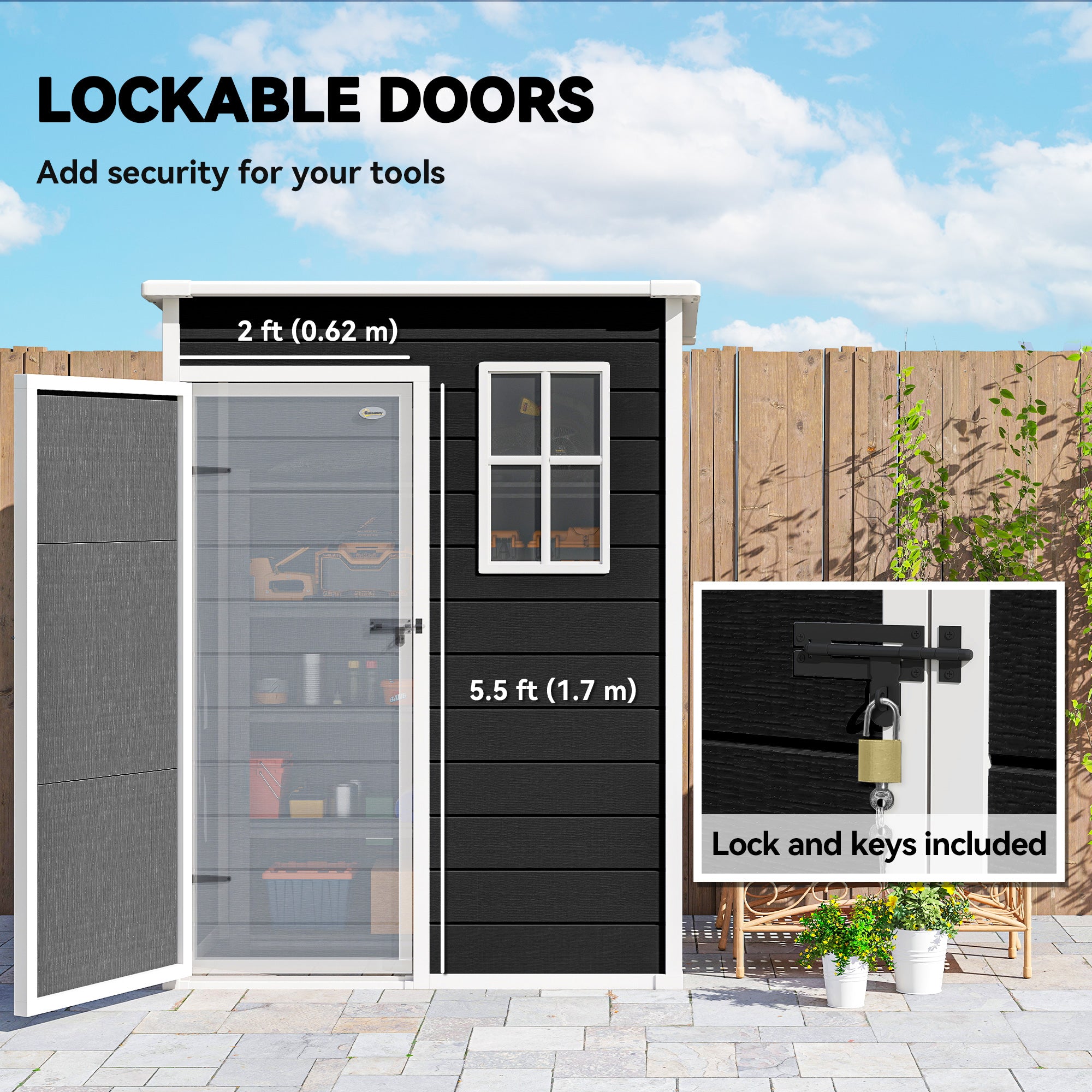 Polypropylene Outdoor Garden Shed 5ft x 3ft - Velmora