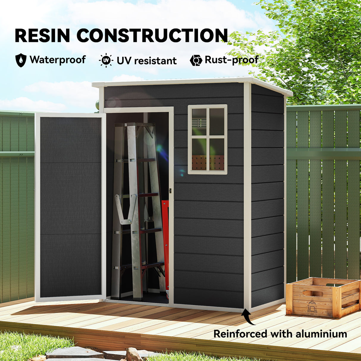 Polypropylene Outdoor Garden Shed 5ft x 3ft - Velmora