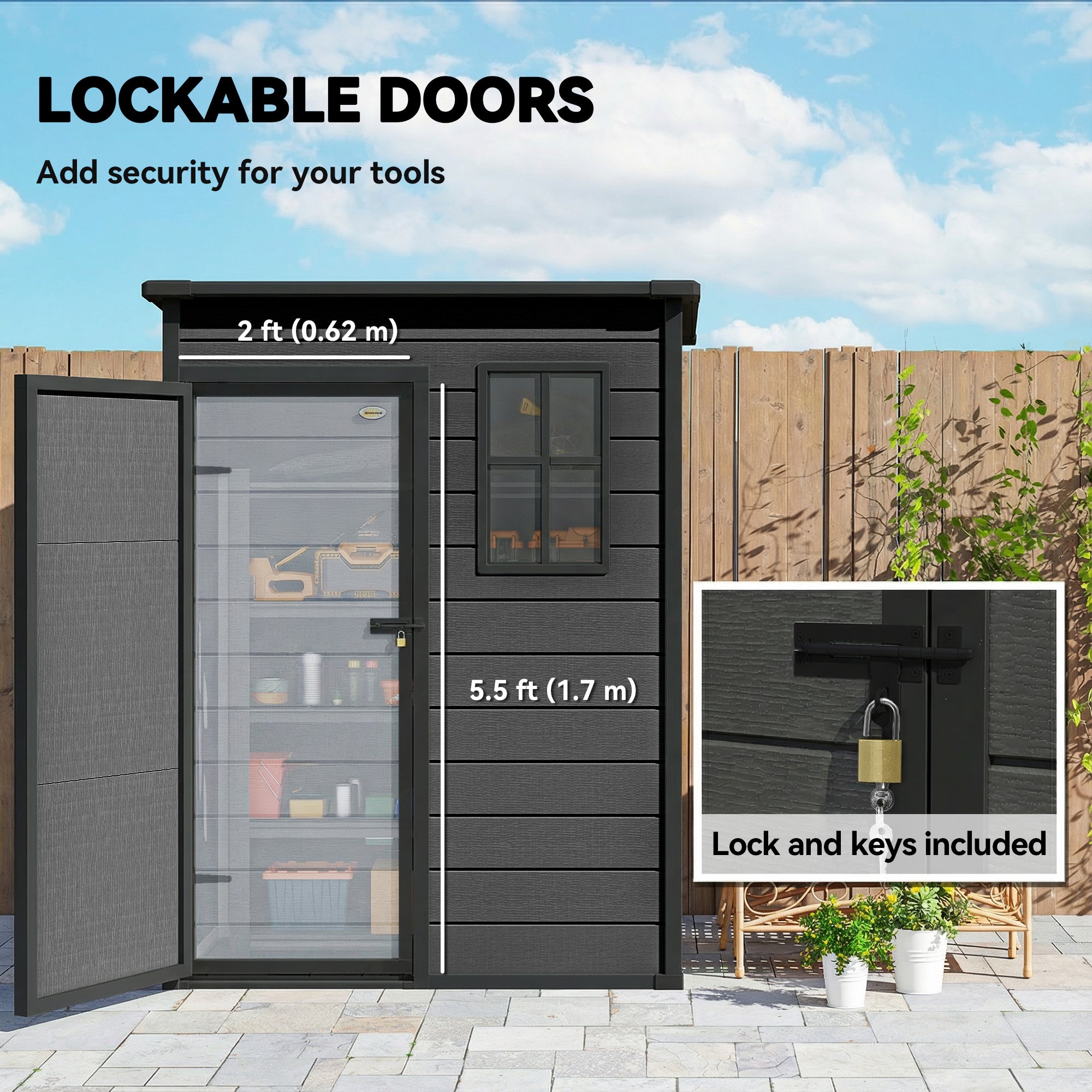 Polypropylene Outdoor Garden Shed 5ft x 3ft - Velmora