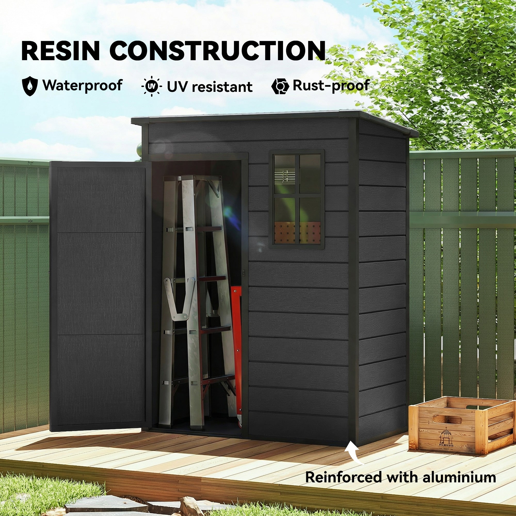 Polypropylene Outdoor Garden Shed 5ft x 3ft - Velmora