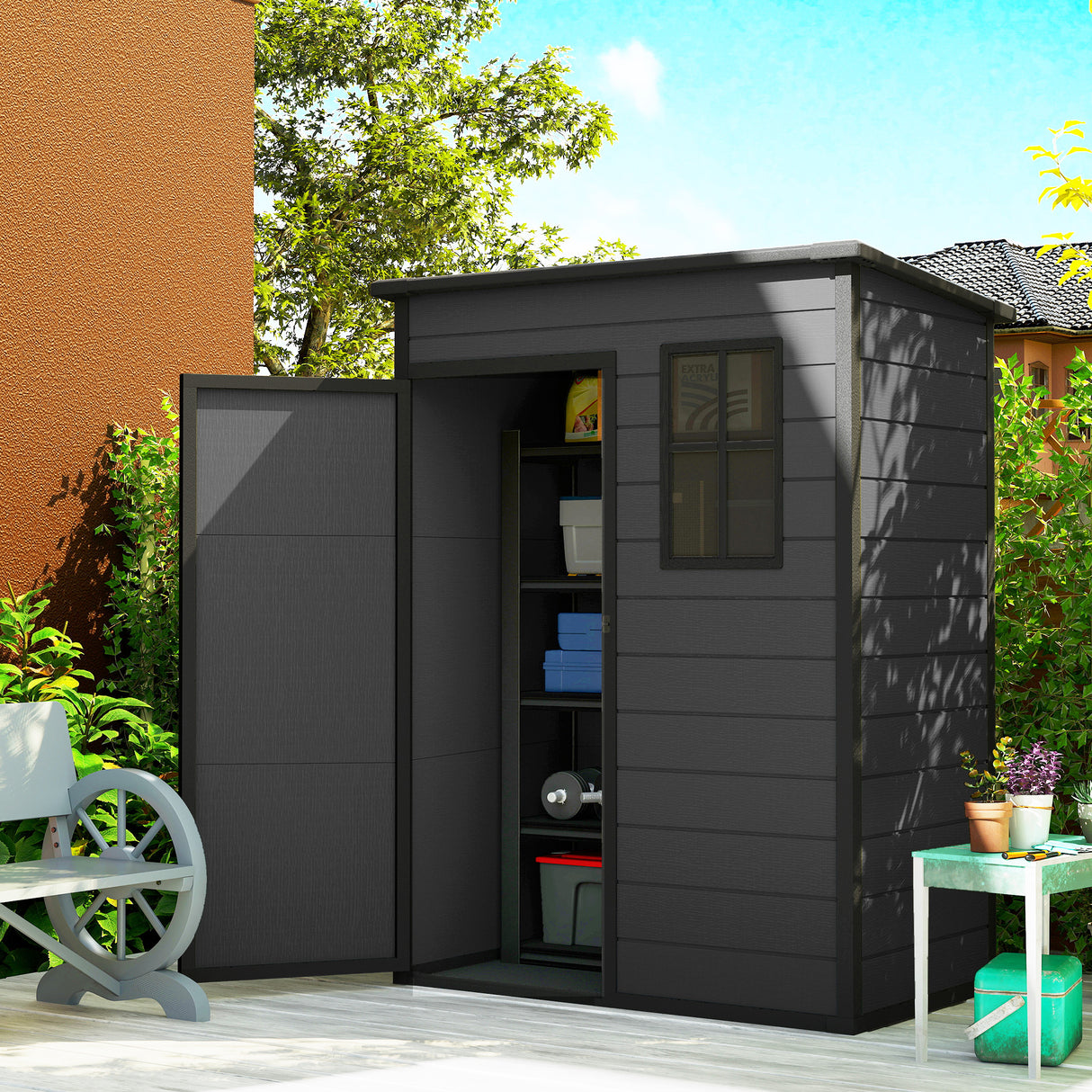 Polypropylene Outdoor Garden Shed 5ft x 3ft - Velmora