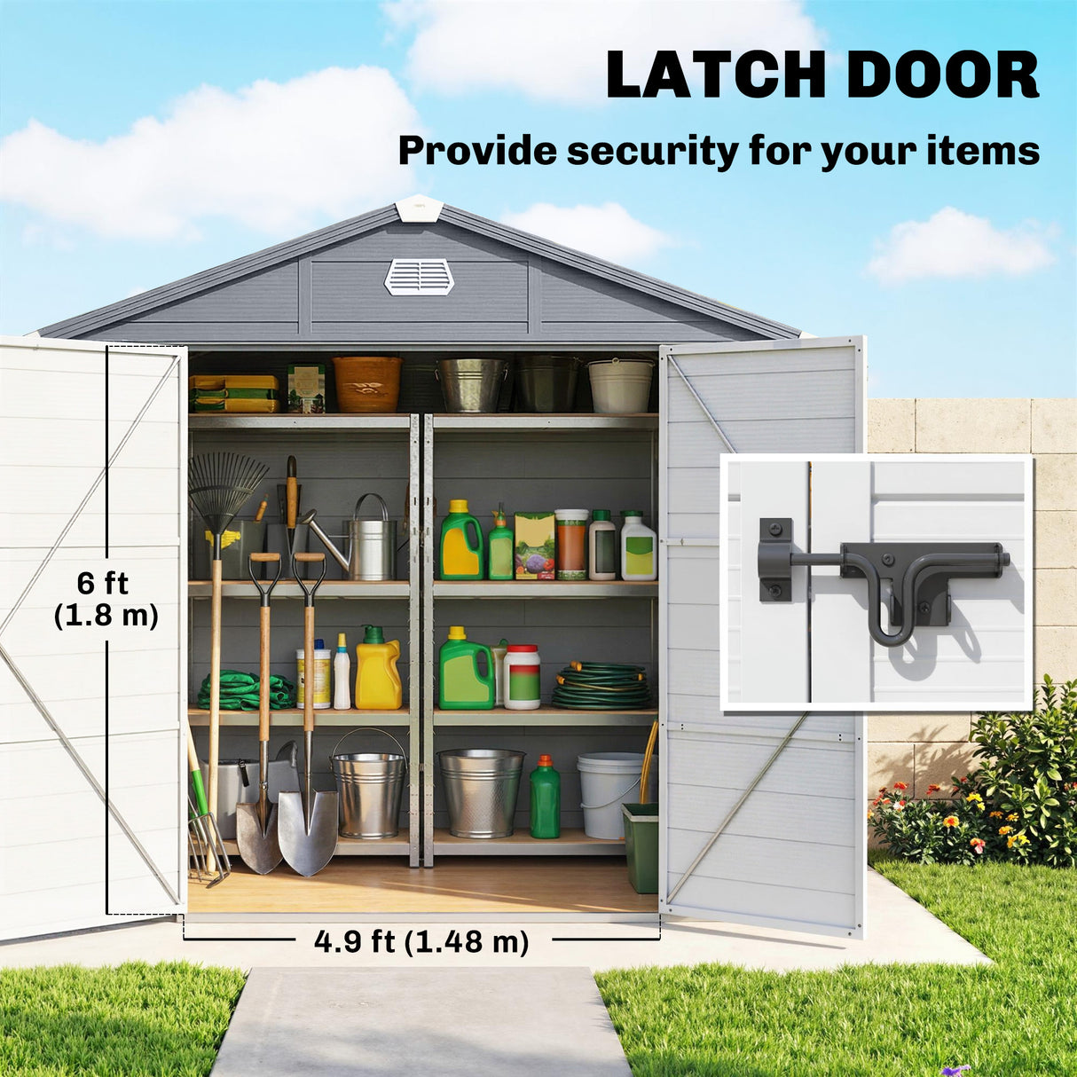 Polypropylene Outdoor Garden Shed 7.9ft x 6.2ft With Aluminium Frame - Velmora