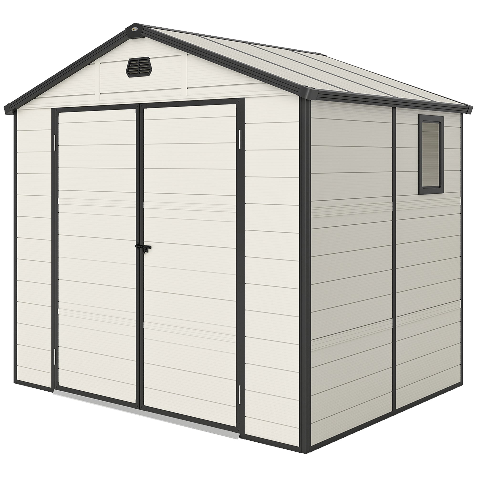 Polypropylene Outdoor Garden Shed 7.9ft x 6.2ft With Aluminium Frame - Velmora