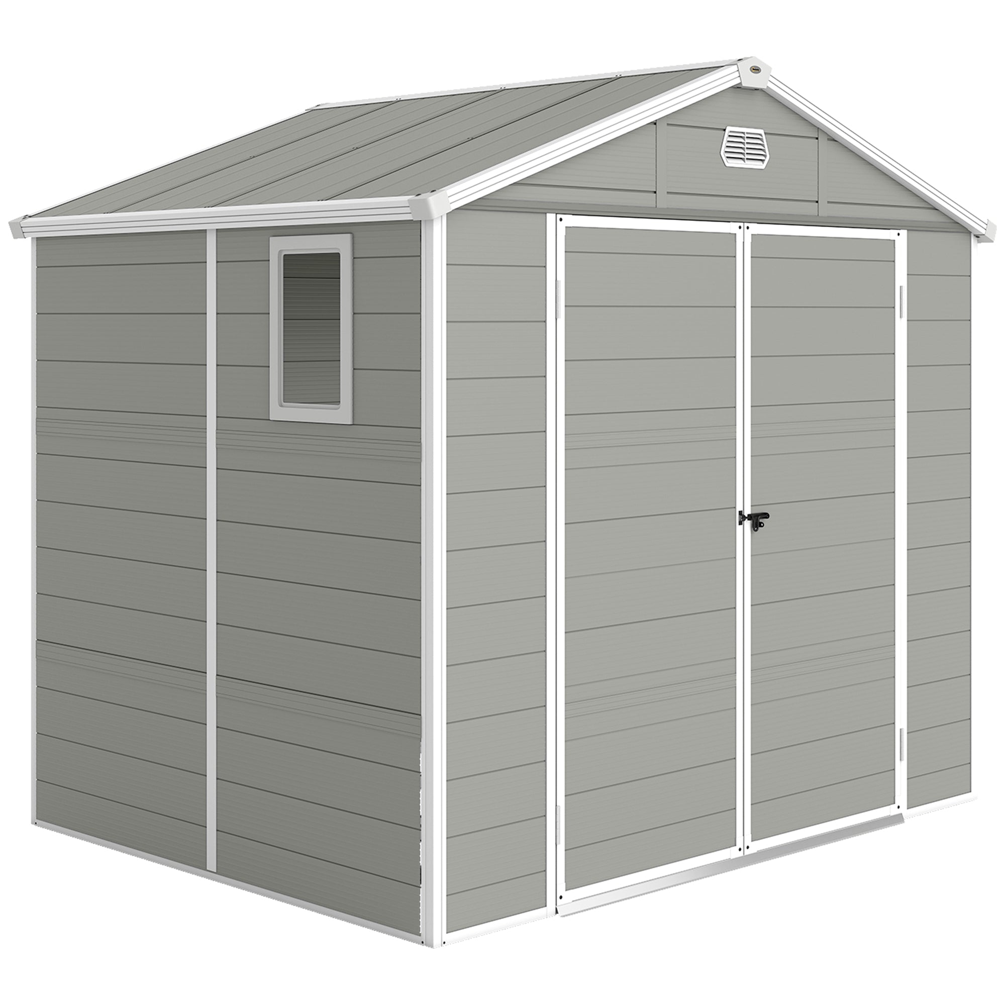Polypropylene Outdoor Garden Shed 7.9ft x 6.2ft With Aluminium Frame - Velmora