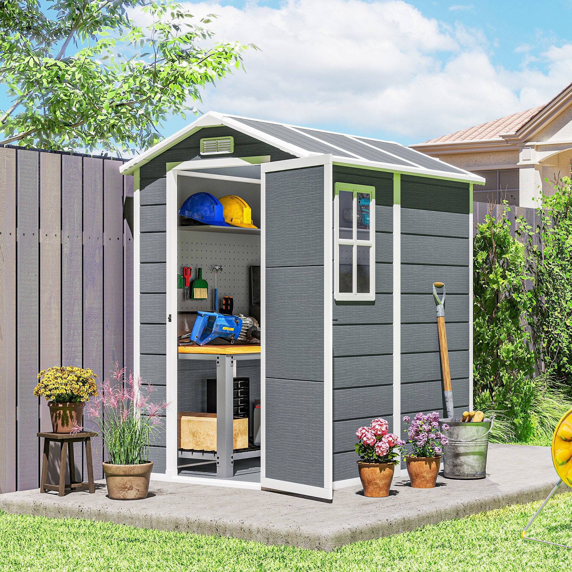 Polypropylene Outdoor Garden Storage Shed 4ft x 6ft - Velmora