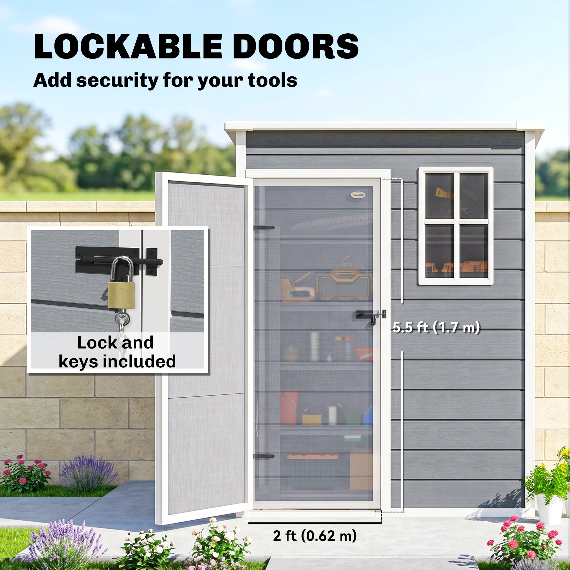 Polypropylene Outdoor Garden Storage Shed 5ft x 3ft - Velmora