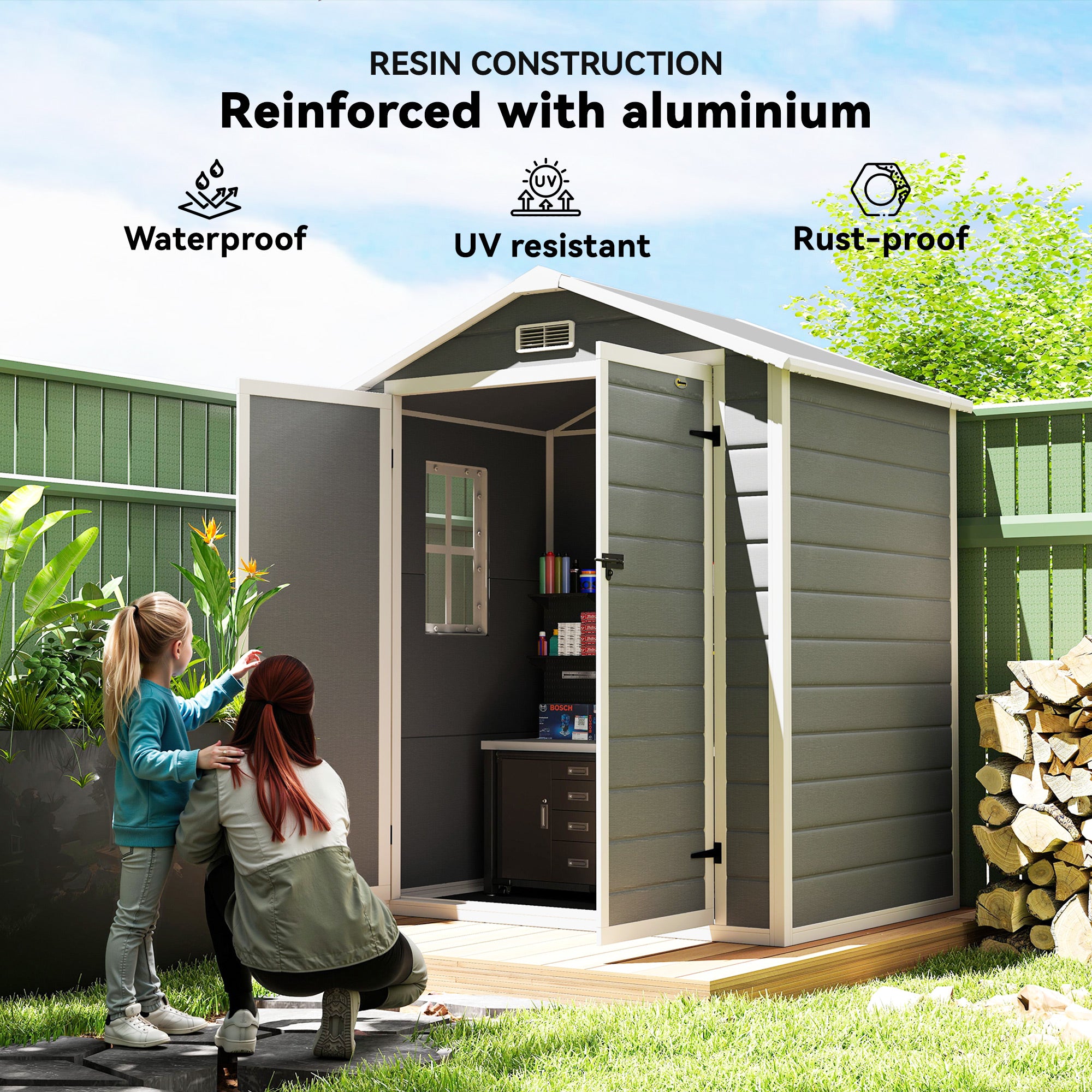 Polypropylene Outdoor Garden Storage Shed 6ft x 4.5ft - Velmora