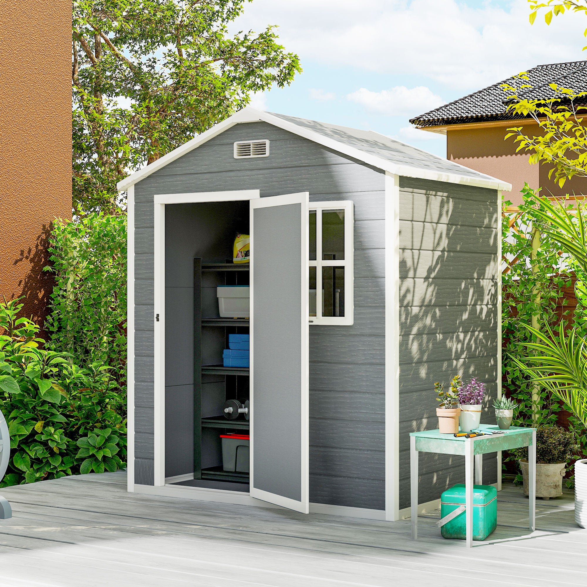 Polypropylene Outdoor Garden Storage Shed 6ft x 4ft - Velmora