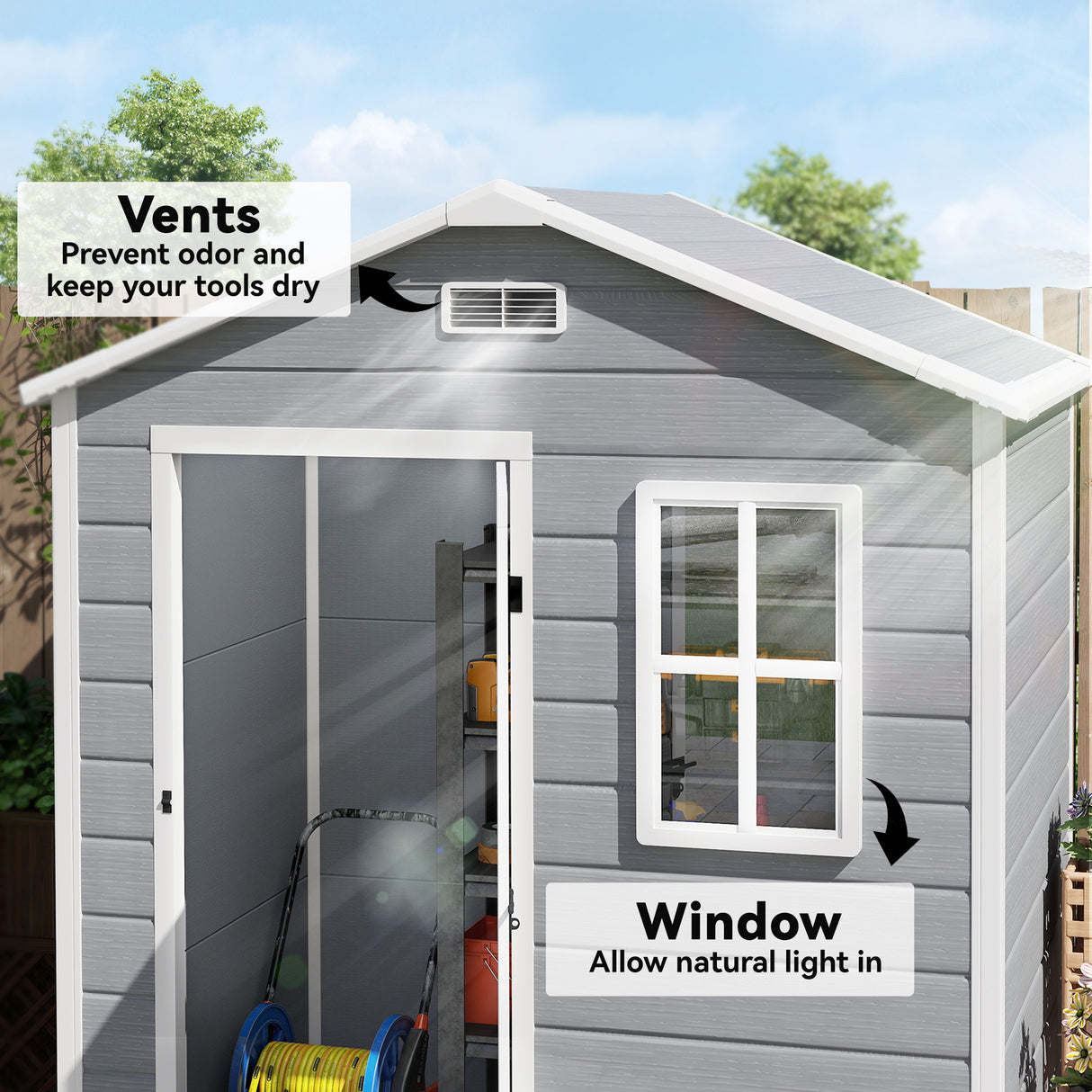 Polypropylene Outdoor Garden Storage Shed 6ft x 4ft - Velmora