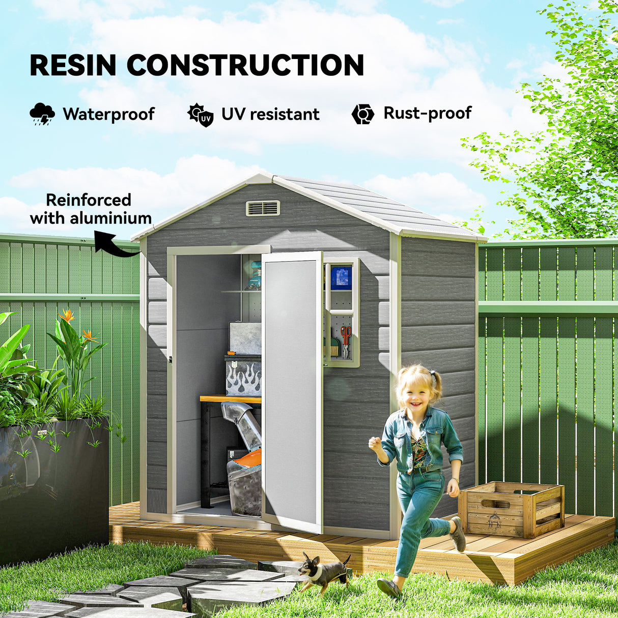 Polypropylene Outdoor Garden Storage Shed 6ft x 4ft - Velmora