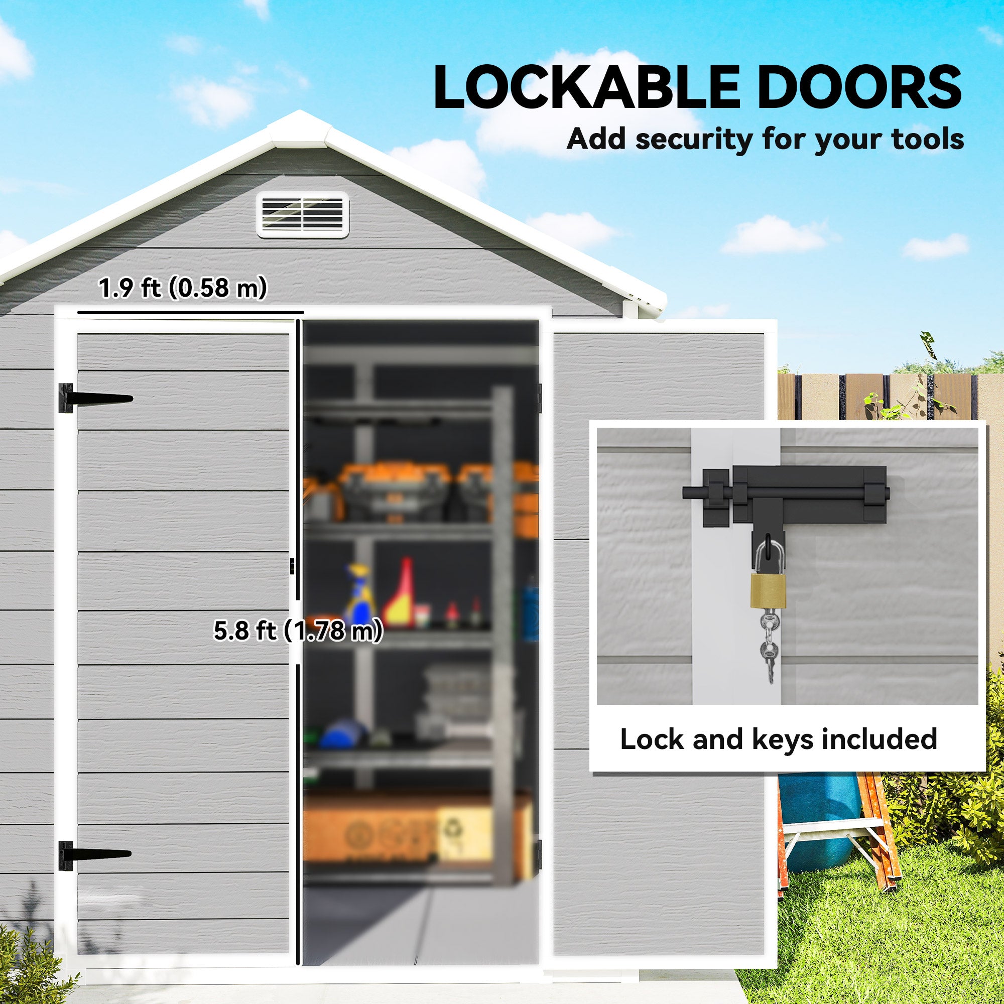Polypropylene Outdoor Garden Storage Shed 6ft x 5ft - Velmora