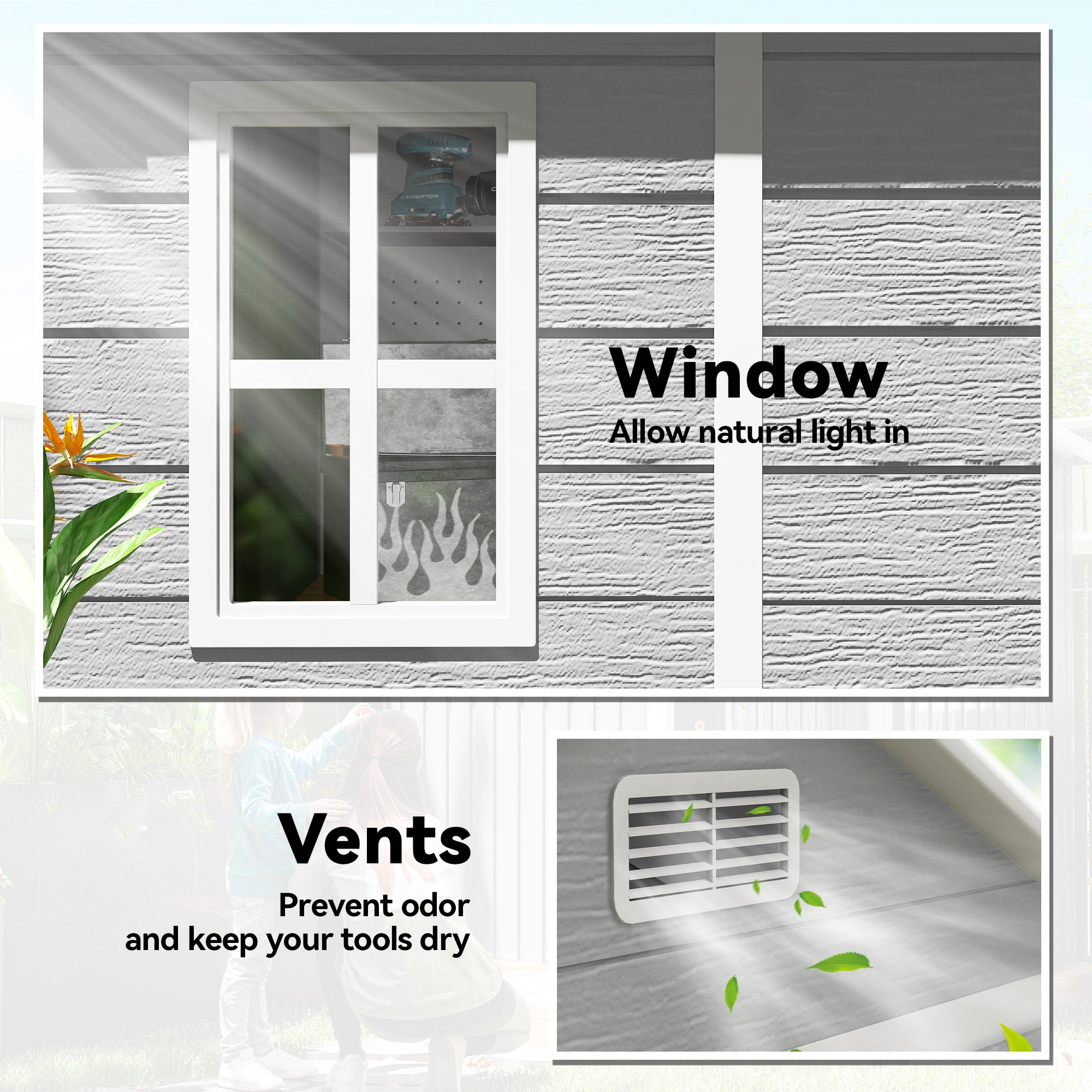 Polypropylene Outdoor Garden Storage Shed 6ft x 5ft - Velmora