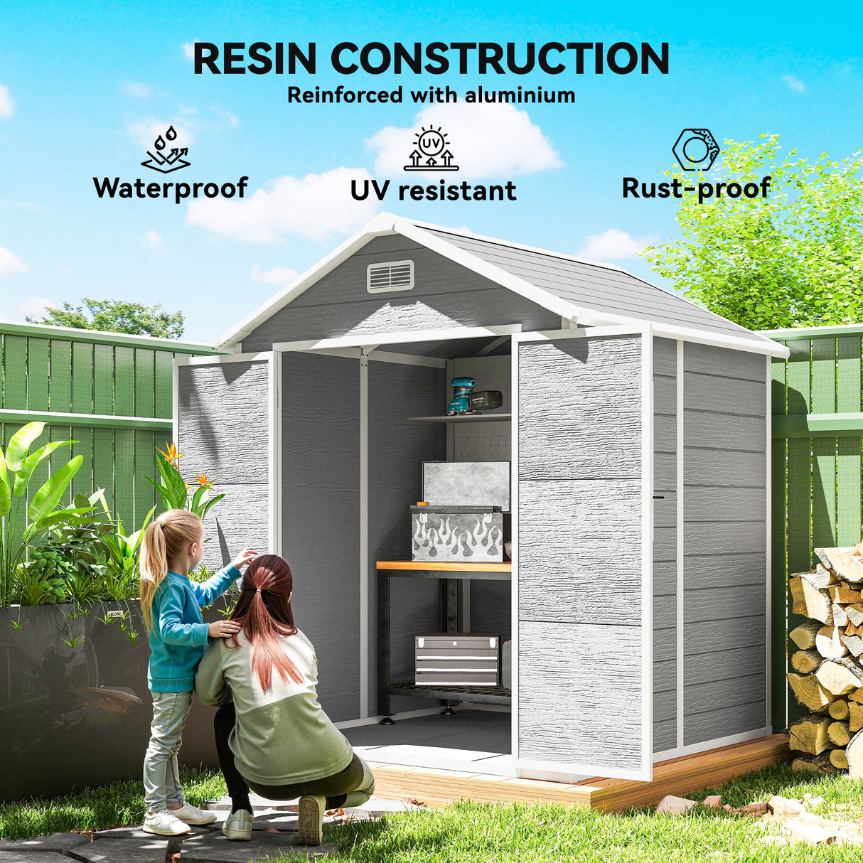 Polypropylene Outdoor Garden Storage Shed 6ft x 5ft - Velmora