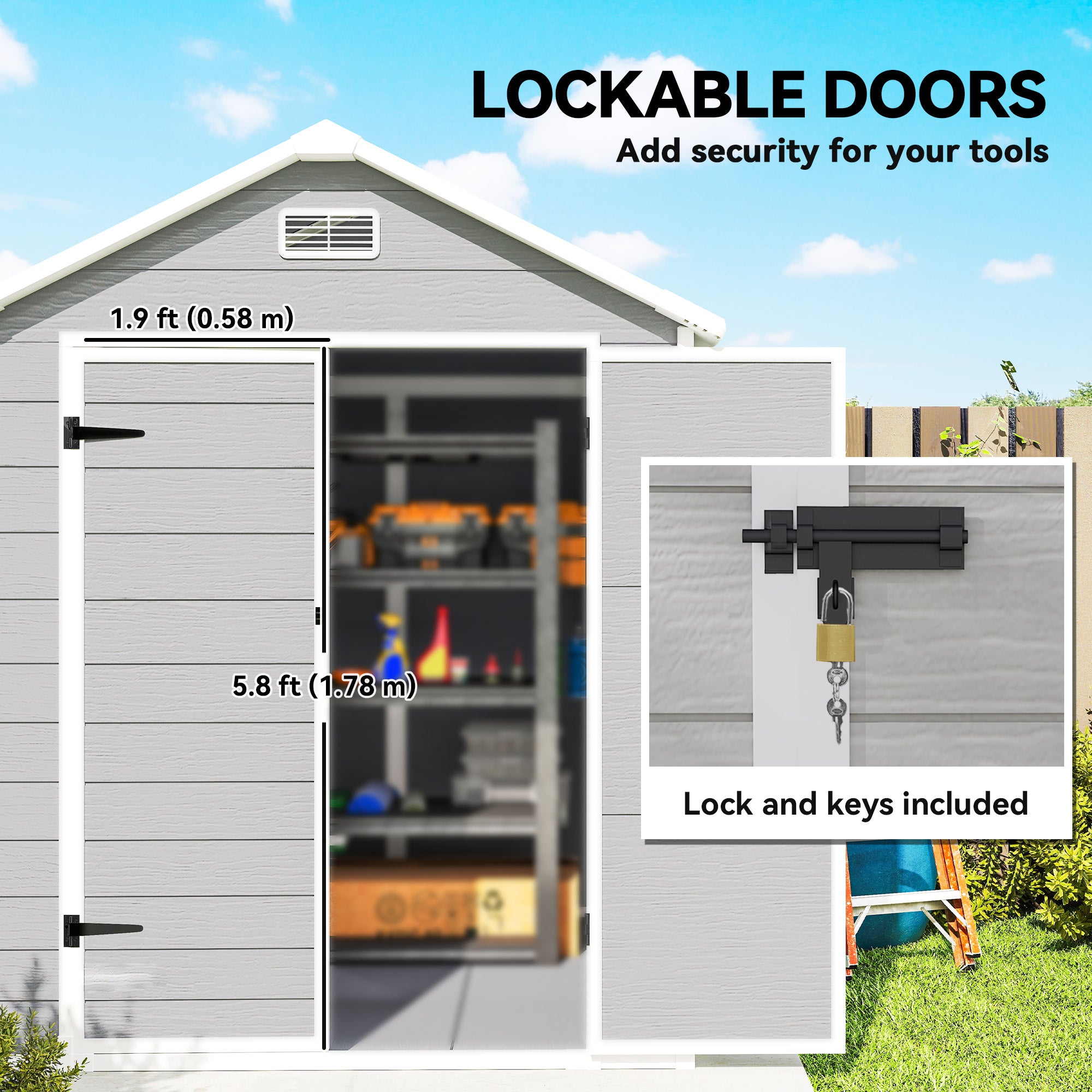 Polypropylene Outdoor Garden Storage Shed 6ft x 5ft - Velmora
