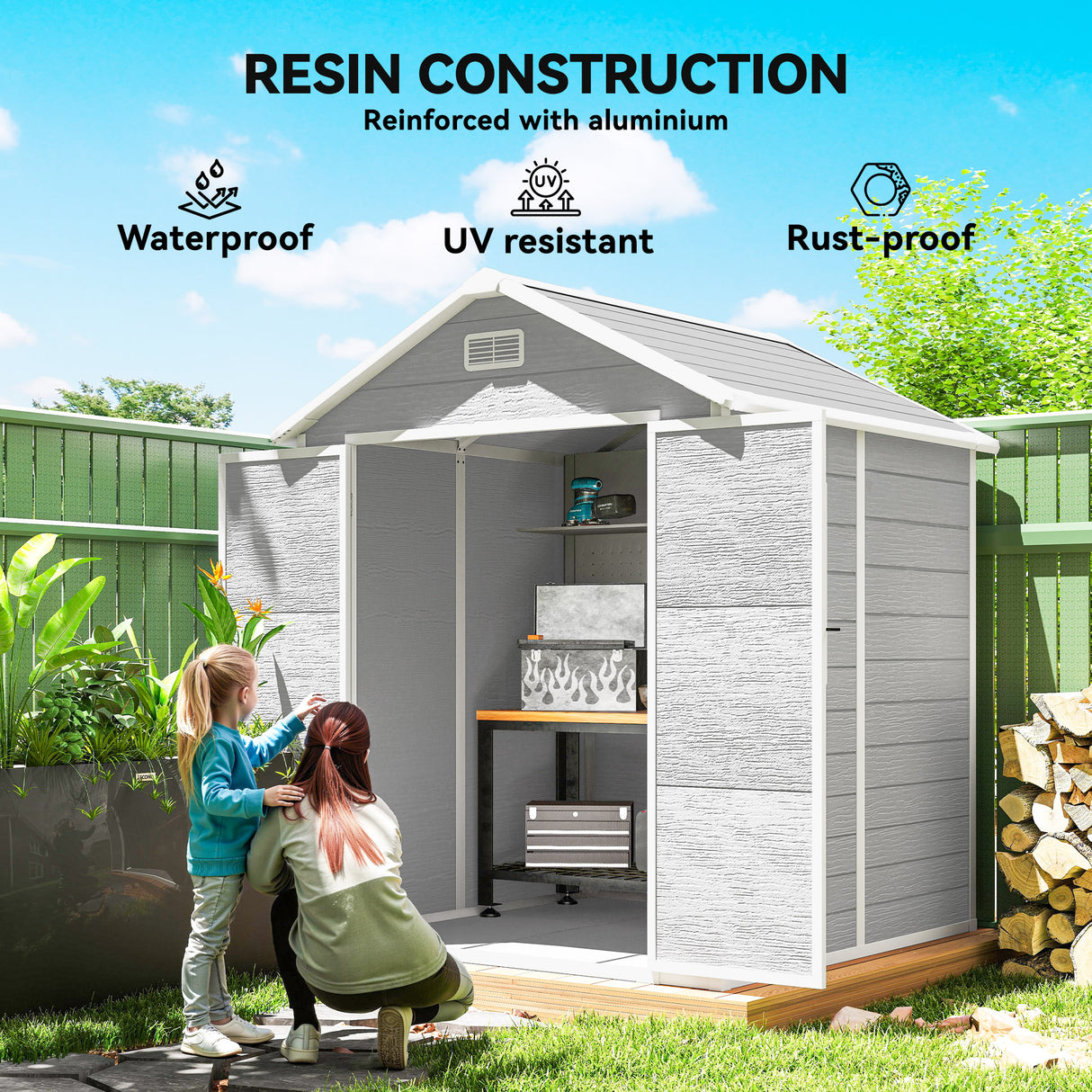 Polypropylene Outdoor Garden Storage Shed 6ft x 5ft - Velmora