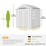 Polypropylene Outdoor Garden Storage Shed 6ft x 5ft - Velmora