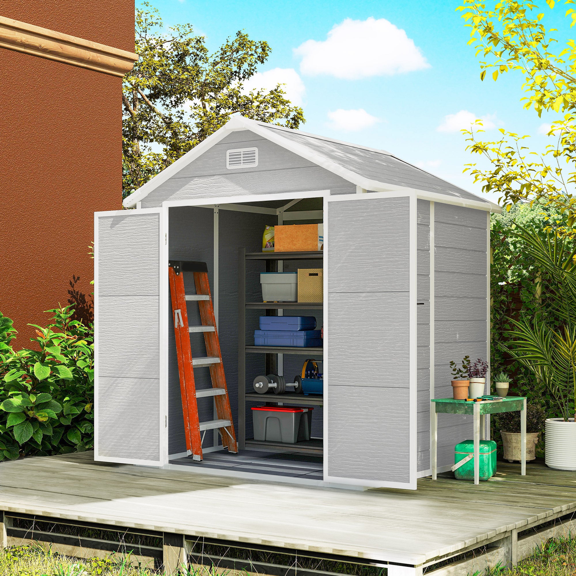 Polypropylene Outdoor Garden Storage Shed 6ft x 5ft - Velmora