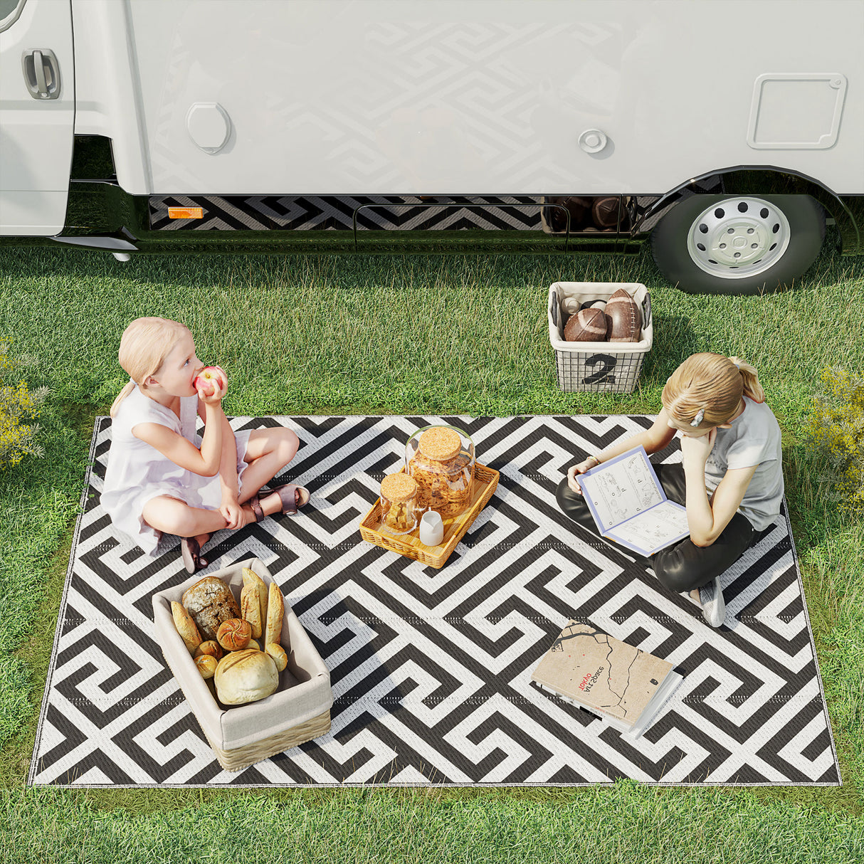 Polypropylene Outdoor Reversible Plastic Straw Rug 182cm Wide - Velmora