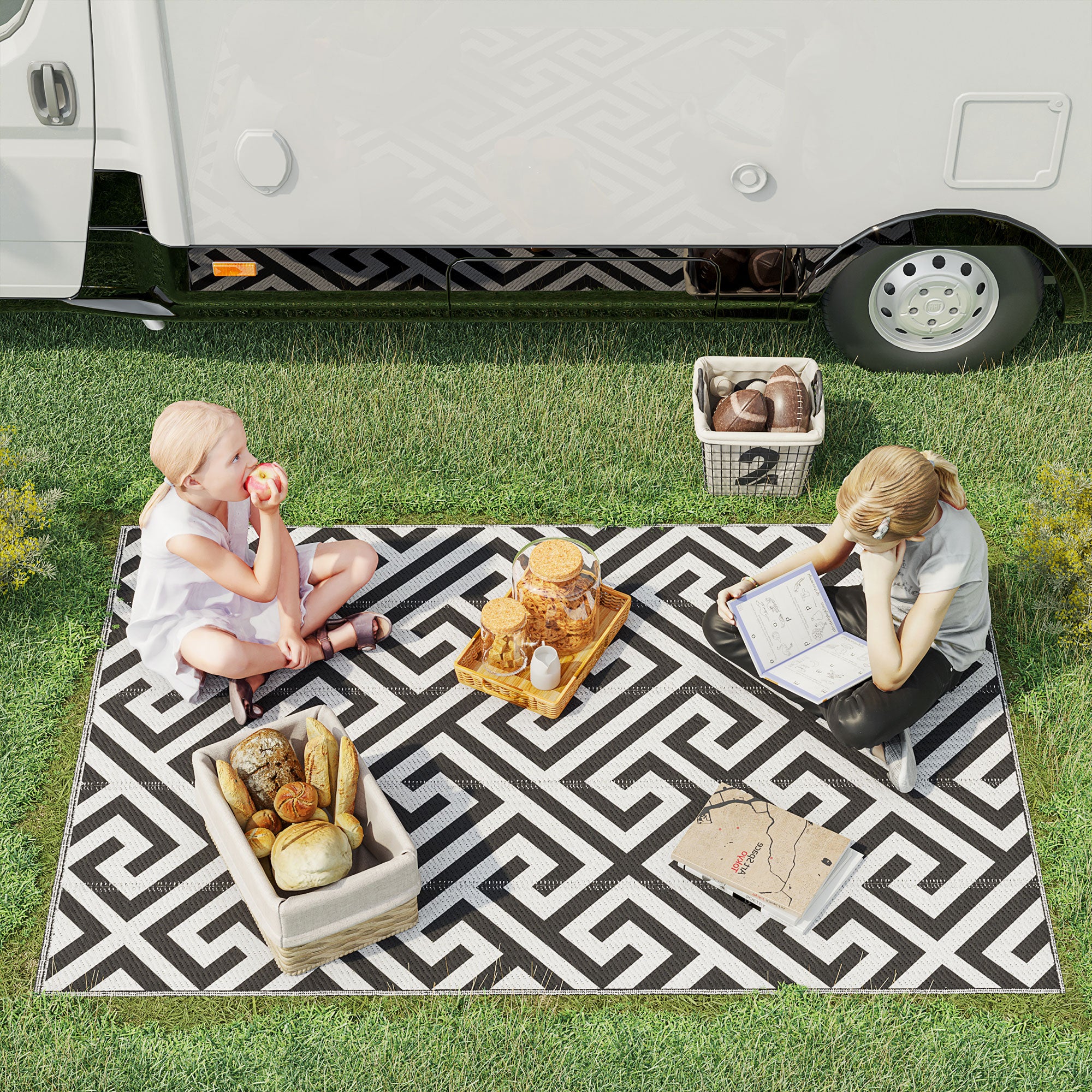Polypropylene Outdoor Reversible Plastic Straw Rug 182cm Wide - Velmora