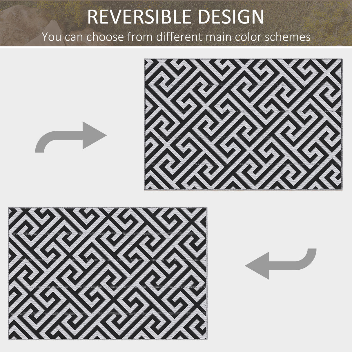 Polypropylene Outdoor Reversible Plastic Straw Rug 182cm Wide - Velmora
