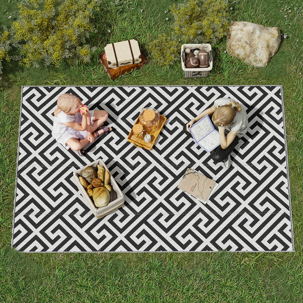Polypropylene Outdoor Reversible Plastic Straw Rug 243cm Wide - Velmora