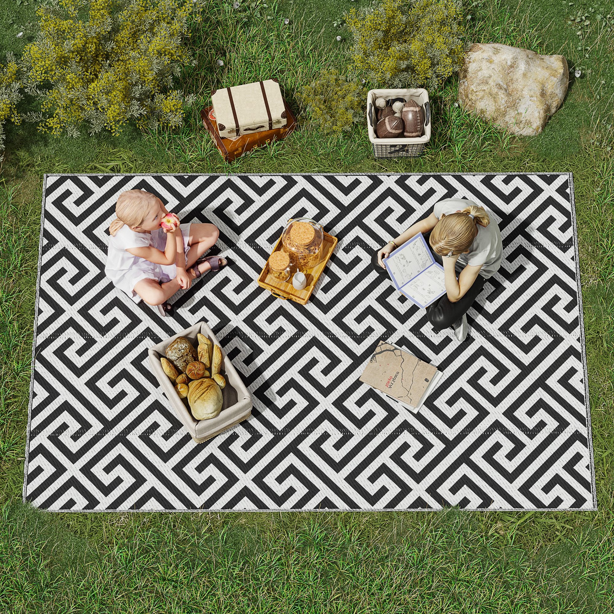 Polypropylene Outdoor Reversible Plastic Straw Rug 243cm Wide - Velmora