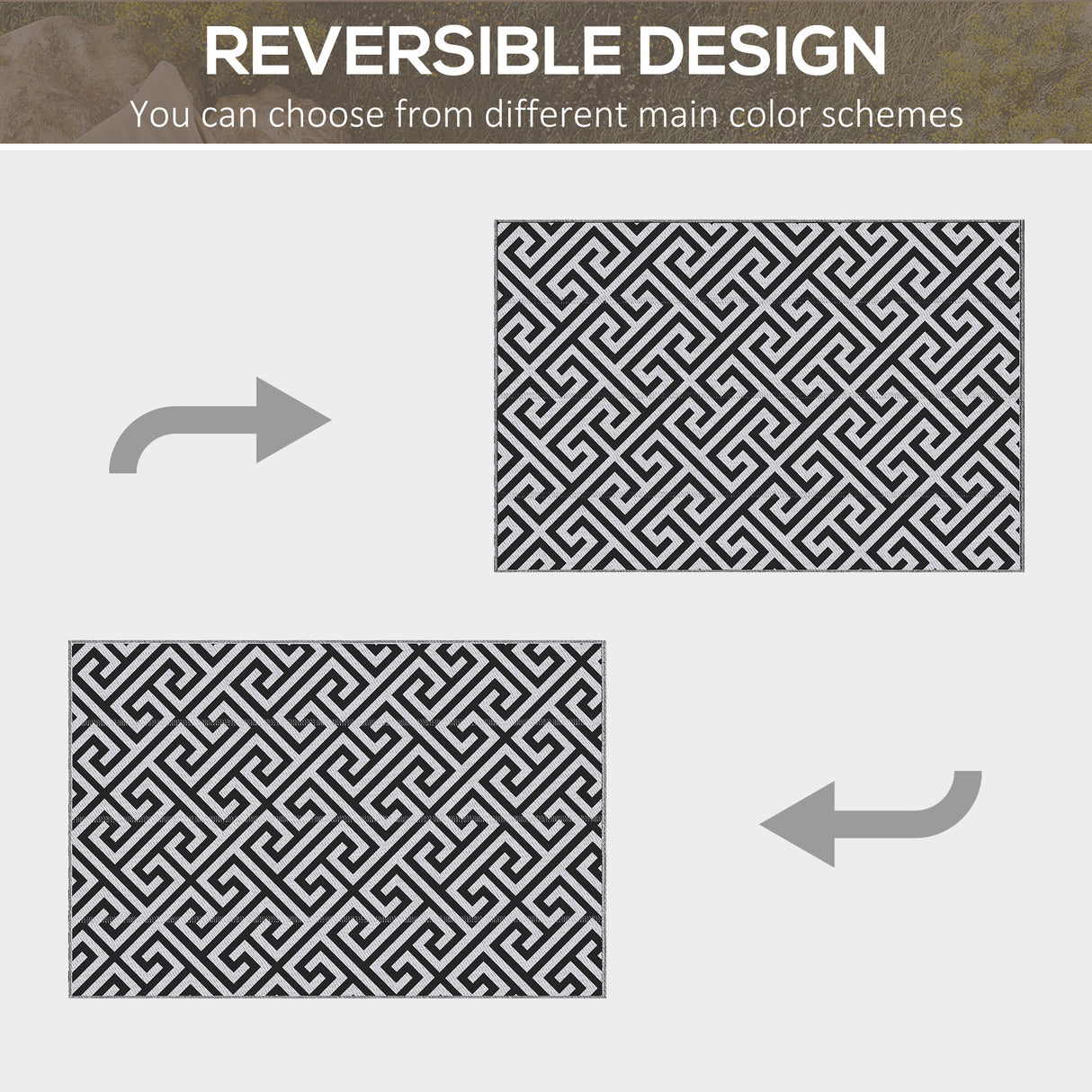 Polypropylene Outdoor Reversible Plastic Straw Rug 243cm Wide - Velmora